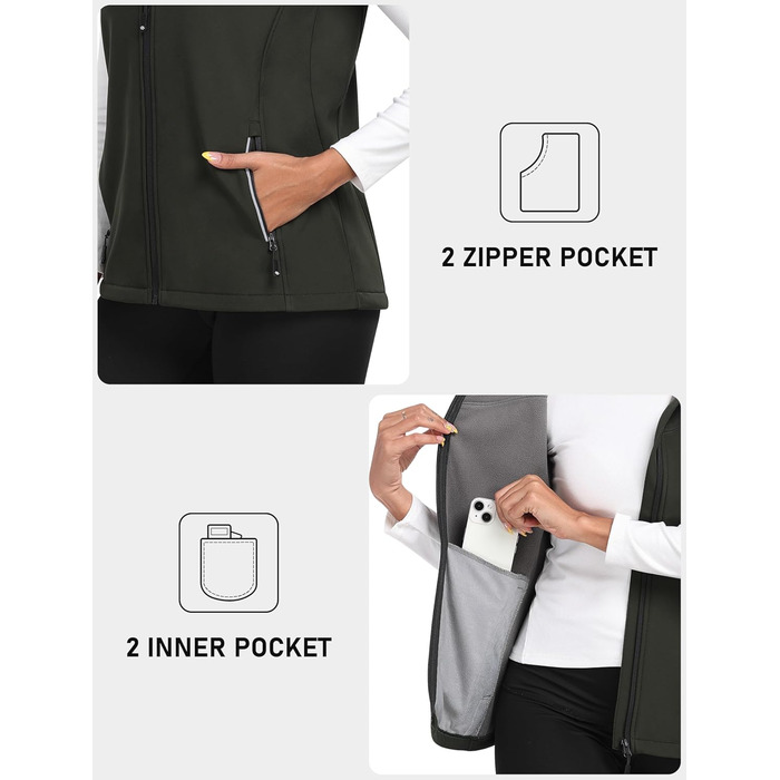 oFiz Softshell жилет Daen: теплий флісовий жилет для туризму та активного відпочинку (зелений, XXL)