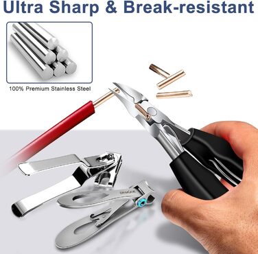 Набір кусачок для нігтів DRMODE Profi: професійні кусачки для кутикули, щипчики для нігтів, ножиці для нігтів для літніх людей та проблемних нігтів (6 шт)