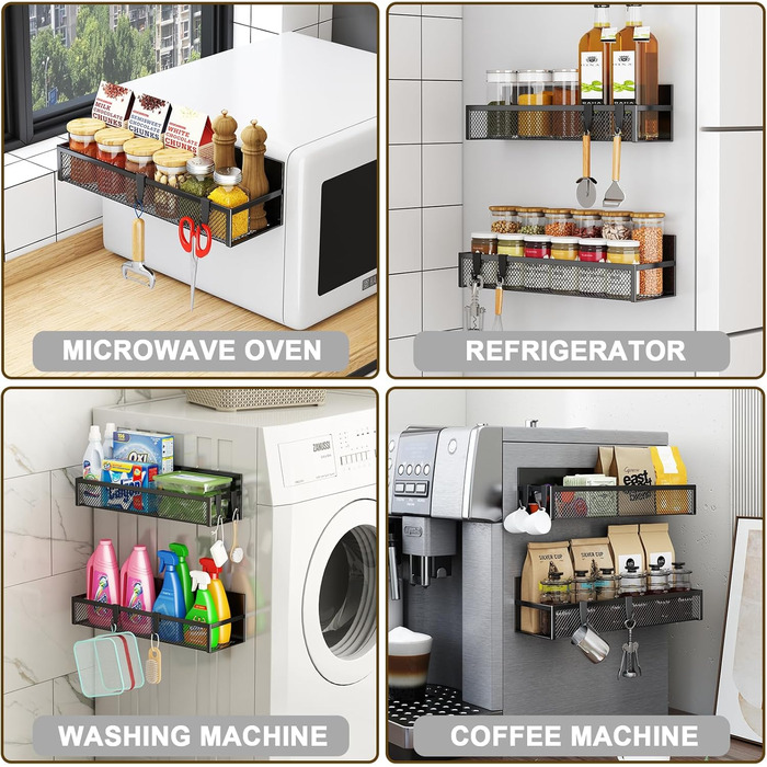 Магнітна поличка для холодильника з 8 гачками, 2 шт. - органайзер для кухні