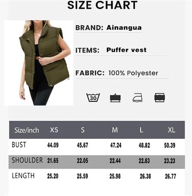 Жіноча пухова жилетка Ainangua з коміром-стійкою, блискавкою, без рукавів, тепла, зимова, легка, утеплена, оливковий (S)