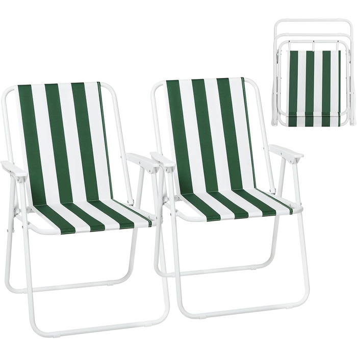 WOLTU Folding Camping Chairs, 2-Pack, Foldable Chair, Comfortable, Fishing Chair, Ultra-Lightweight with Armrests for Picnic, Outdoor, Hiking, Garden, Balcony, (White+Green)