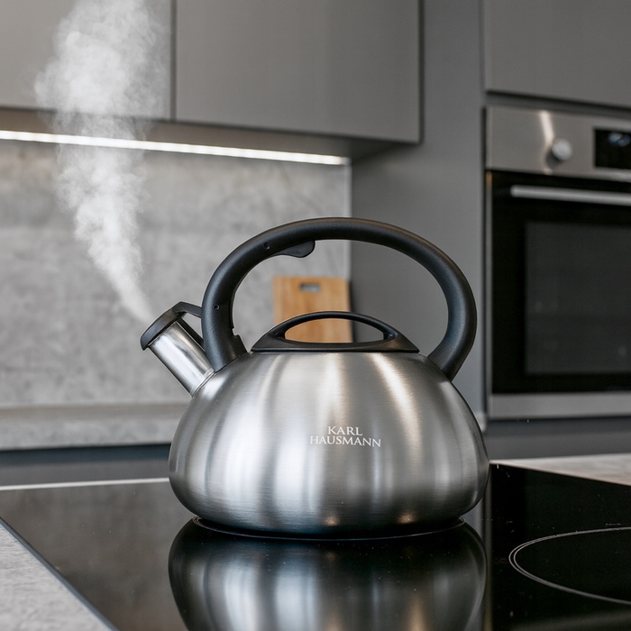 Класичний сталевий чайник Karl Hausmann, 2,5 л, чорний, сріблястий, сірий