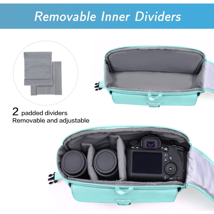 Сумка на плече MOSISO для камери: DSLR, SLR, беззеркальні моделі, з захистом від дощу, сумісна з Canon, Nikon, Sony (М'ятний)
