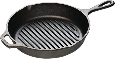 Lodge Griddle Pan 26cm (10.25 Inch), Height 5cm, Cast Iron, Round with Handle, Black (1 Piece)