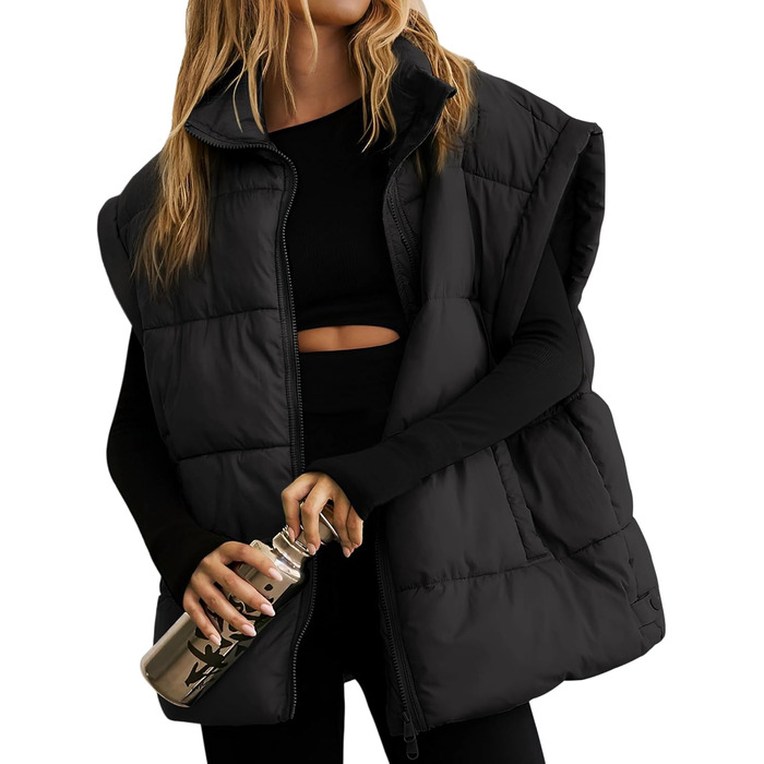 Легка степкова жилетка Fengbay з пухом та стоячим коміром для осені та зими (Чорний, M)