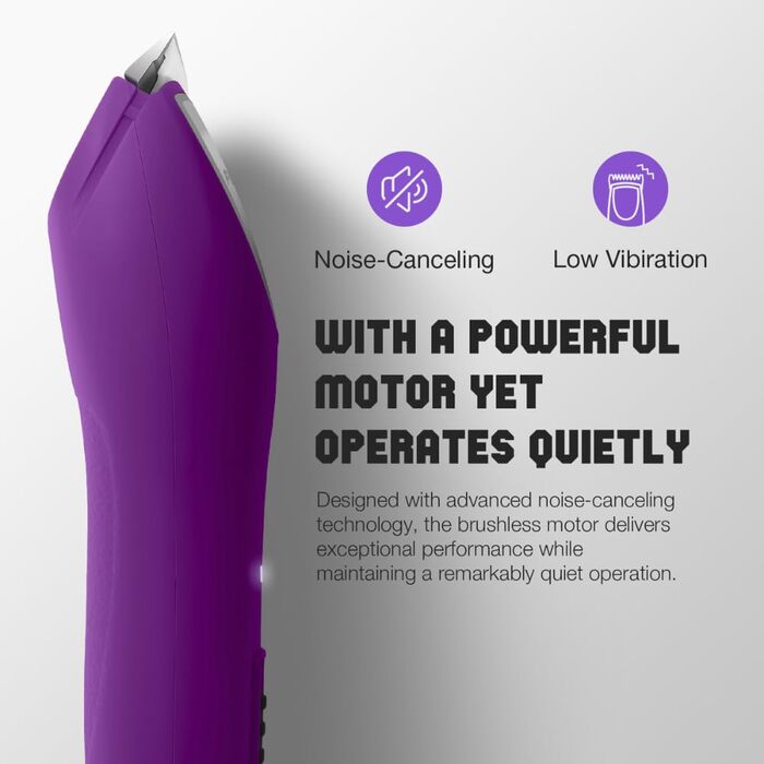 Професійна машинка для стрижки собак, 2 швидкості, ергономічний дизайн, для собак та котів, триммер для довгого, густого та кучерявого хутра (фіолетовий)