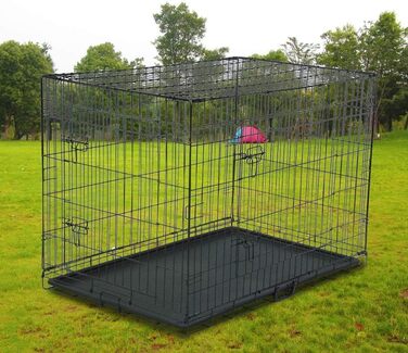 Клітка для собак складана з 2 дверцятами, переноска для собак в авто з піддоном (XL) 107 x 68 x 75 см