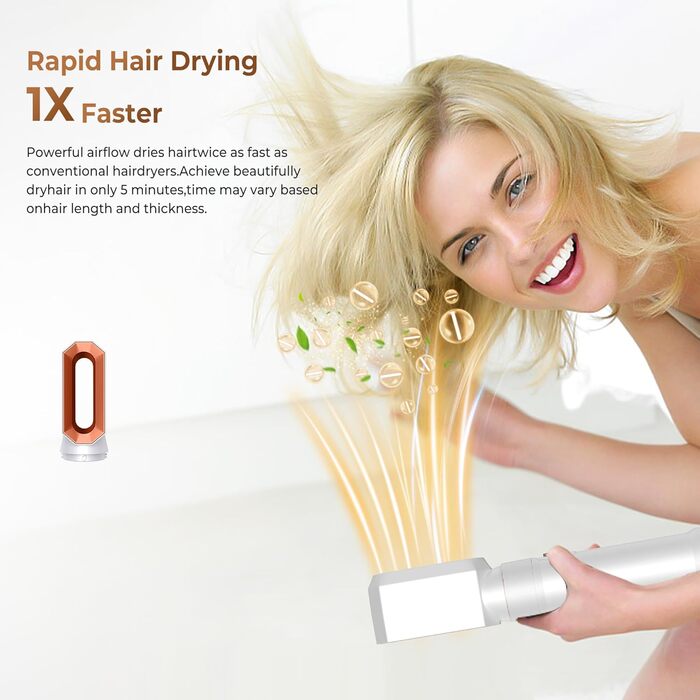 Мультистайлер для волосся 6 в 1: фен, плойка, щітка, дифузор, 1000W (білий/сірий)