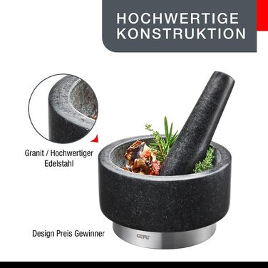 GEFU X-Plosion ступка та товкачок, чорний, Ø 14 см, H 8 см