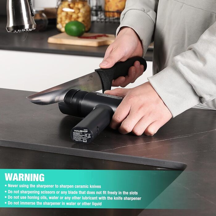 Електрична щітка для прибирання HAUSHOF з акумулятором, підставка, LCD дисплей, 3 швидкості, скрубер з 7 насадками та точилка для ножів, для ванної, кухні, плитки