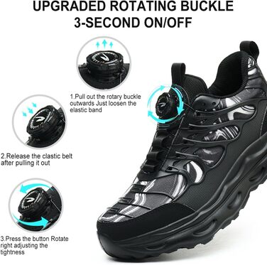 Черевики безпеки для чоловіків та жінок. Робочі черевики зі сталевим підноском. Легкі, спортивні, антипрокольні, чорного кольору (38-42 EU)