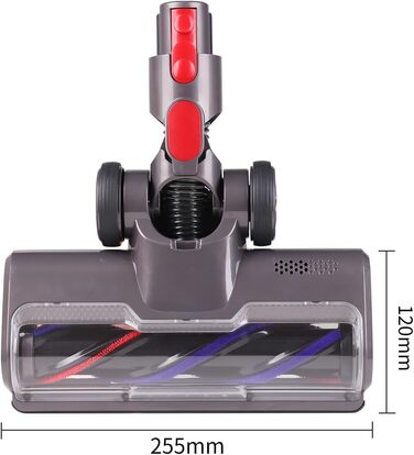 Насадка для пилососа Dyson V7, V8, V10, V11, V15: щітка з прямим приводом та 5 LED-ліхтариками для твердих поверхонь (сіра)