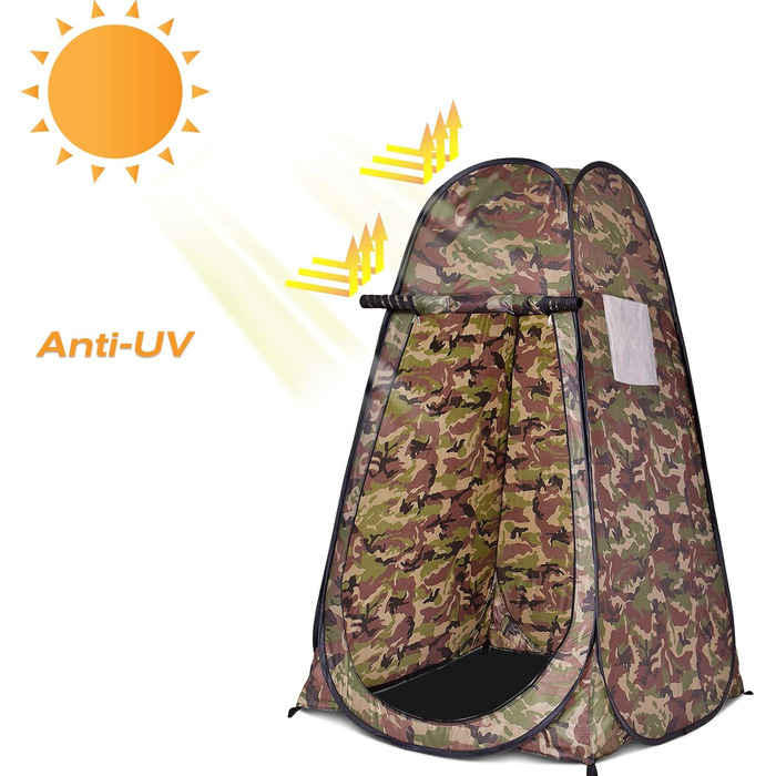 Намет для душу GYMAX, 120x120x190 см, для кемпінгу, відпочинку на природі, з сумкою, Flecktarn (зелений)