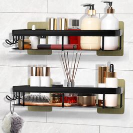 Полиця для душу Dealswin без свердління, 2 шт. Органайзер для ванної кімнати, полиця для зберігання та організації з великою місткістю, тримач для шампуню для душу та ванної кімнати (чорний)