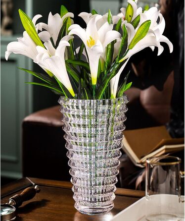 Ваза скляна 23см Kristallglas, циліндрична, прозора для квітів та декору, велика, для дому, подарунок