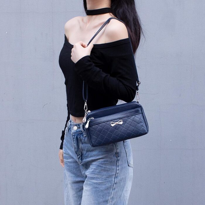 Сумка жіноча через плече маленька елегантна синя (Navy) з тисненим візерунком, PU шкіра, срібні деталі