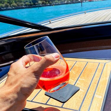 silwy® Magnet Glasses, fine crystal glasses with perfectly integrated magnets and metallic Nano-Gel coasters (Long Drink // 0.4 Liters)
