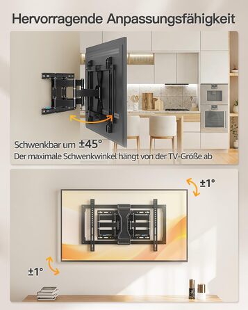 Настінне кріплення для телевізора ELIVED Ultra Slim 37-90 дюймів, поворотне, VESA 600x400, до 60 кг