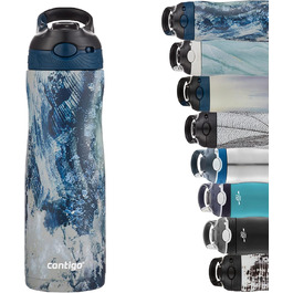 Contigo Ashland Chill Autospout Water Bottle with Straw, Stainless Steel Water Bottle, Leak-Proof, Insulated Bottle for Sports, Cycling, Hiking, 590 ml, (Cloudburst)