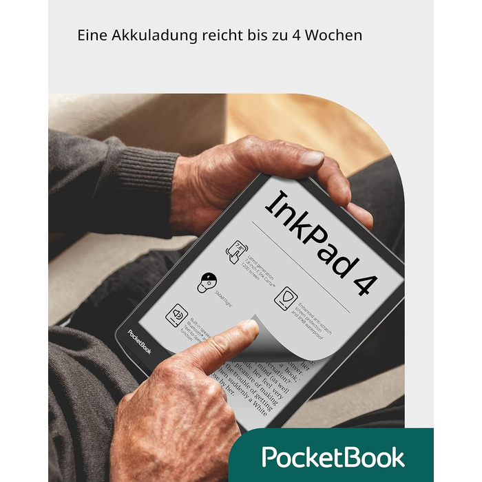 Pocketbook InkPad 4: Електронна книга, 7.8'' E-Ink, 32 GB, Bluetooth, водонепроникна, срібна (DE/at/CH версія)