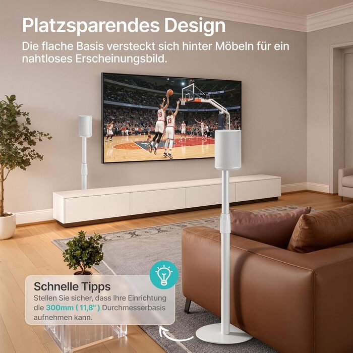 Підставка для динаміків з регулюванням висоти, сумісна з SONOS Era 300 та Era 100, білий, 2 шт.