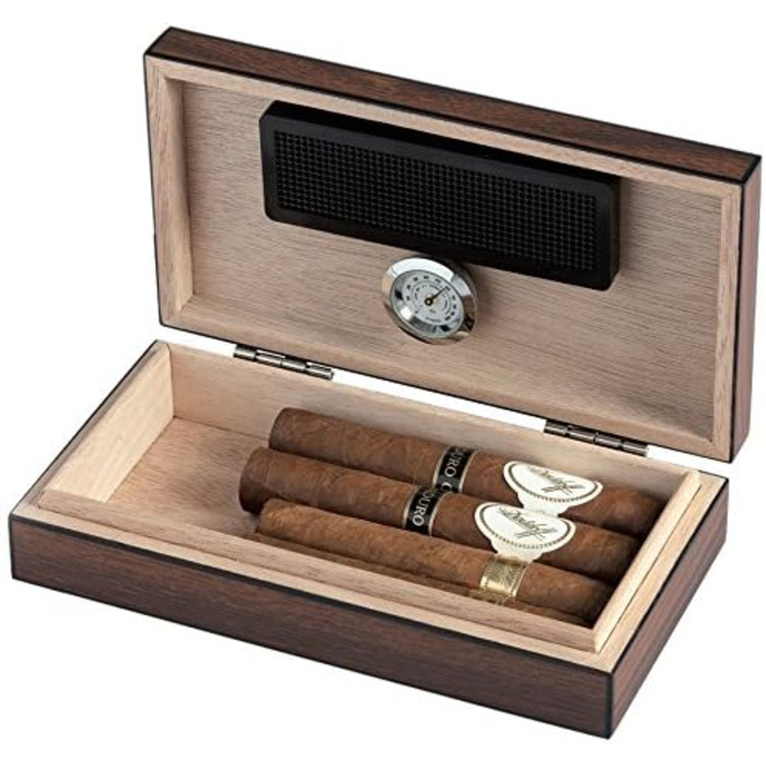 Вологомірний вологозберігаючий ящик для сигар Egoist Premium з системою зволоження, на 5 сигар, чорний (JK00173)