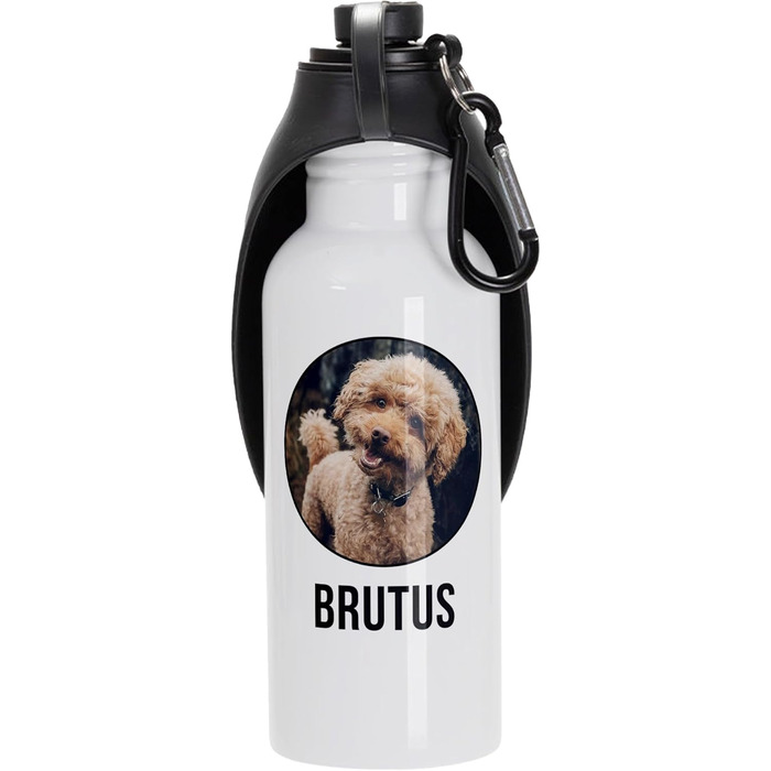 Персоналізована пляшка для води для собак 22Feels, 600 мл: фото, ім'я, карабін, витокозахист