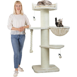 Преміум кігтеточка HAPPYPET Cooper – велика, 150 см, для мейн-кунів, з натурального сизалю, кремового кольору