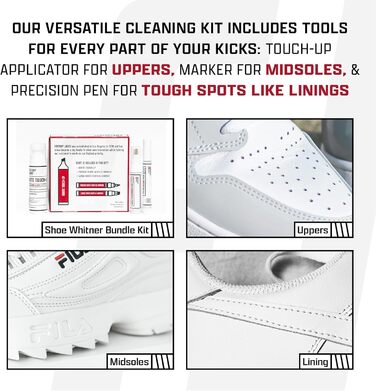 FACTORY LACED Sneaker Cleaner White Set including White Touch-Up Pen, Premium Midsole Marker, and Precise White Marker – Safe on Leather, Fabric, Nylon and more