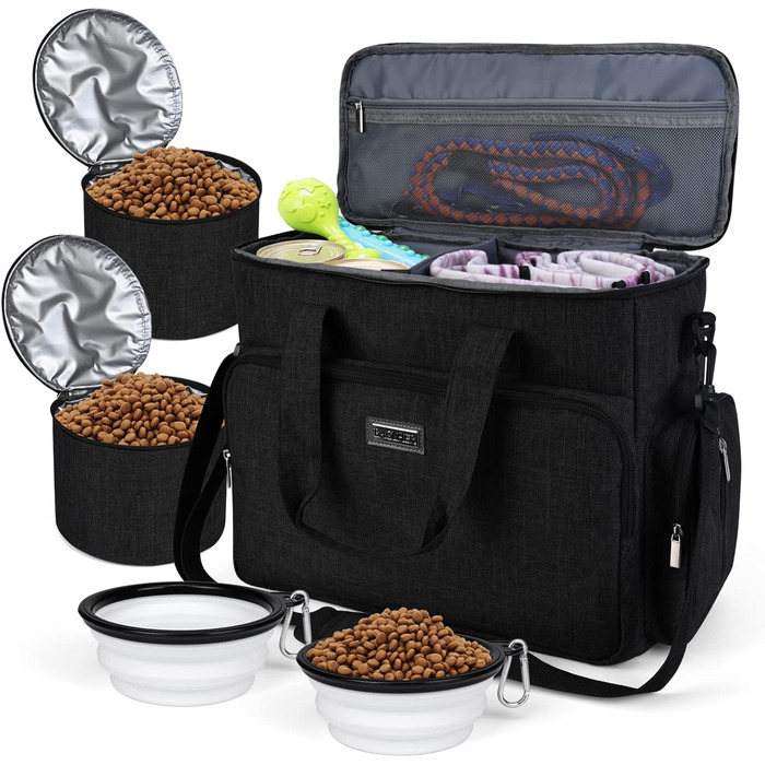 Чемодан для собак Vioett (L, Чорний) - дорожній набір для собак та котів з аксесуарами