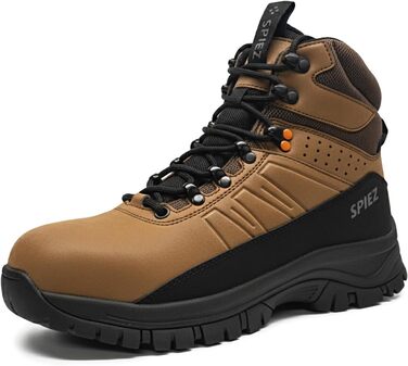 Черевики безпеки Spietz для чоловіків: легкі робочі черевики з композитною захисною капою, антистатичні, неслизькі, водонепроникні, для промисловості та будівництва, коричневі, розміри EU 39–46 43 EU