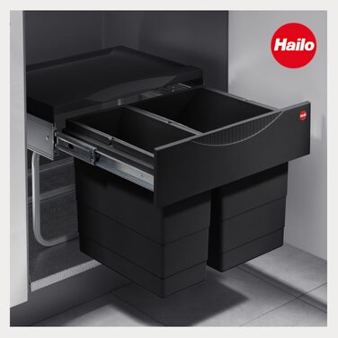 Сміттєвий відер Hailo TR Swing (3644701) для шаф від 500 мм з розпашними дверцятами, сірий, 50.2/30 л