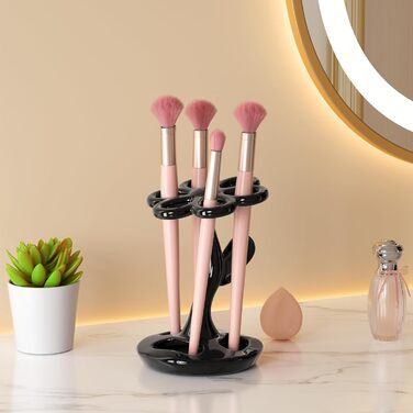 Тримач для зубних щіток та пензлів з кераміки, 6 відділень, сріблястий (чорний)