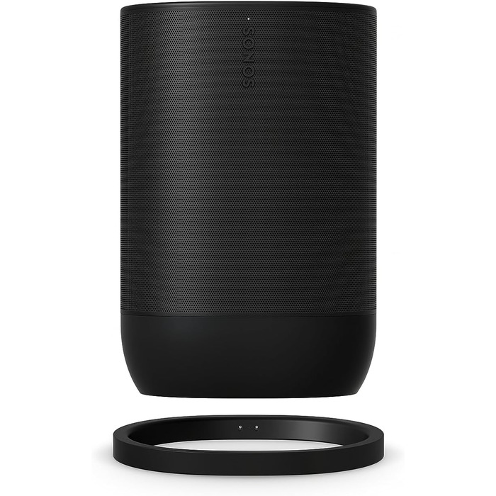 Sonos Move 2: Портативна бездротова колонка Wi-Fi/Bluetooth, чорна. До 24 год роботи, зарядка без дротів, сумісність з Alexa