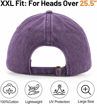 Кепка бейсболка Zylioo XL/XXL вінтажна темно-фіолетова (Dark Purple) з бавовни, washed cotton