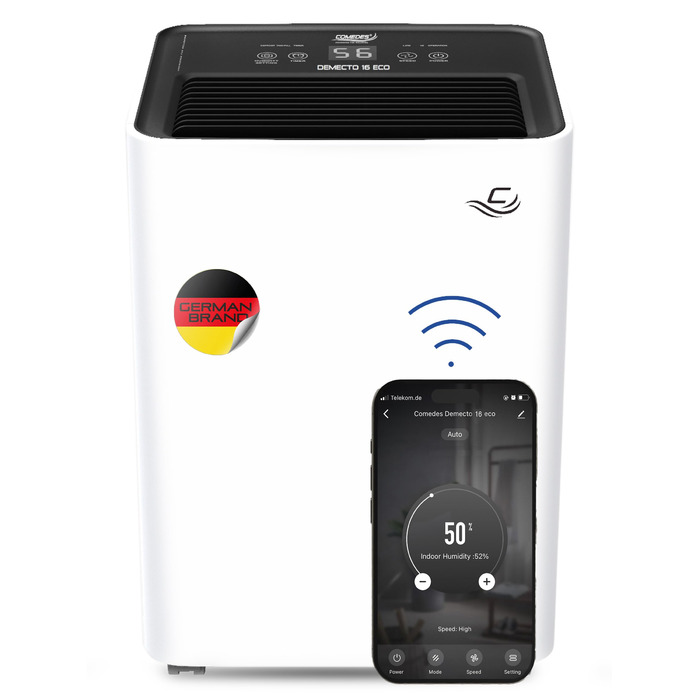 Електричний осушувач повітря Comedes Demecto 30 eco WiFi (25 л/24г) - для дому, підвалу, квартири, будинку. Керування через додаток.