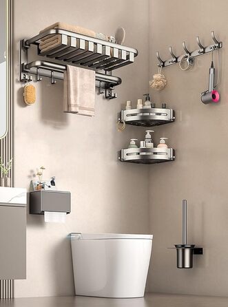 Дзеркальна поличка для душу FOLAI 30см (2 шт.) без свердління, з нержавіючої сталі, сіра