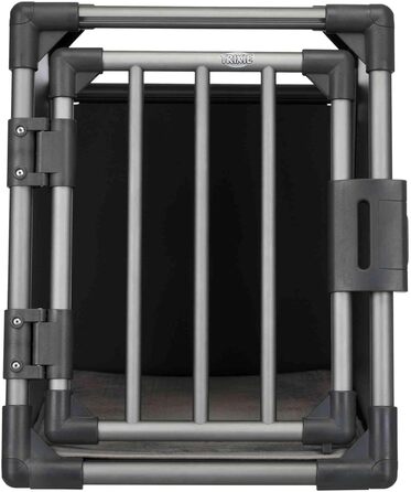 Тріксі переносна переносна клітка для собак з алюмінію, сіра, розмір L (61 x 48 x 56 см) - стабільна, тиха, з нековзною підстилкою