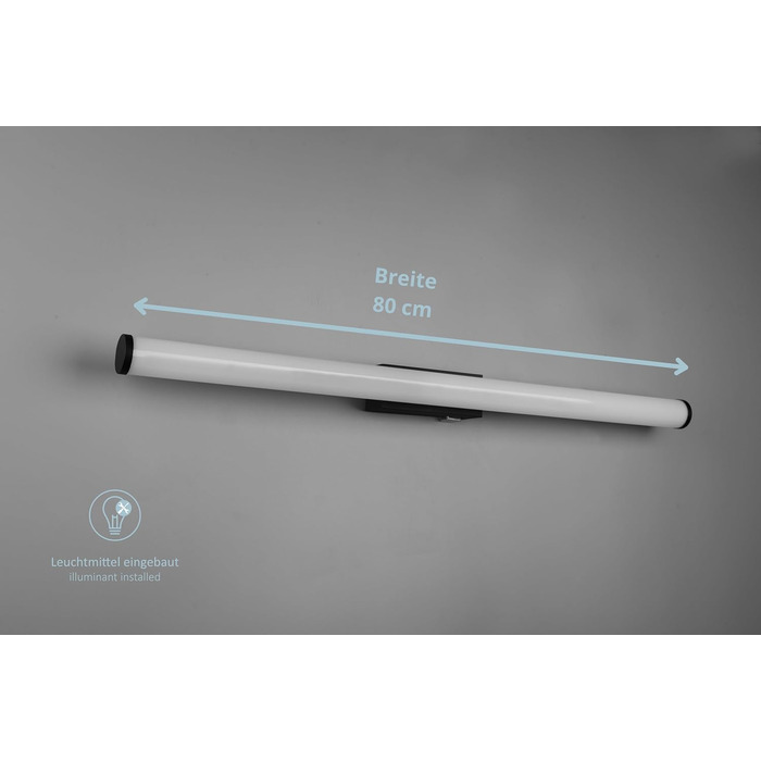 Lightling LED Wall Light, Bathroom Light, Mirror Light Leo, Protection Class IP44, in matte black metal, 80.4 x 5.5 x 8.5 cm