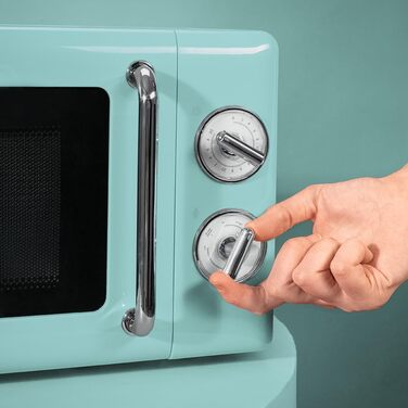 Мікрохвильова піч Cecotec Proclean 3010 Retro Blue, 20л, 700Вт, механічна, з таймером, розморожування, синій колір, нержавіюча сталь, внутрішнє освітлення, ретро-дизайн