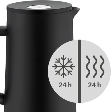 WMF Impulse Thermos Flask 1l, Insulated Carafe for Coffee or Tea, Pressure Lock, Keeps Drinks Cold & Warm for 24h, Black