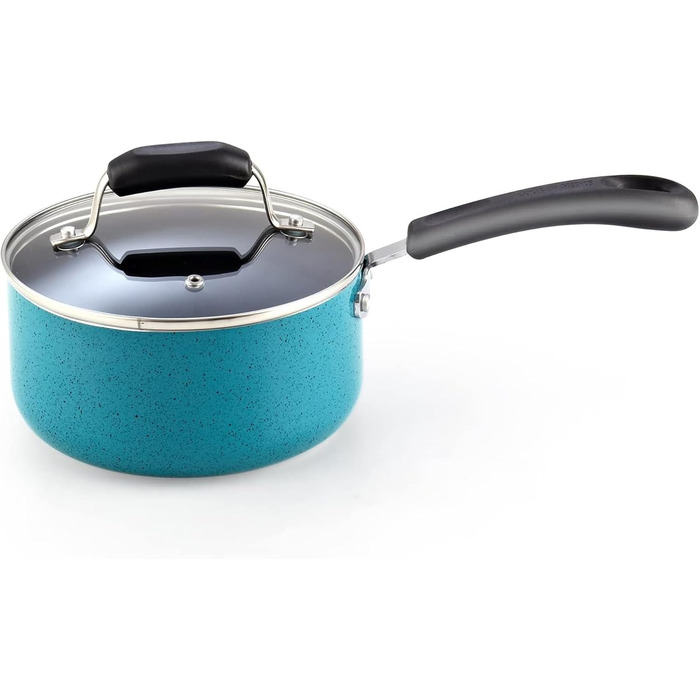 Набір антипригарних сковорідок Cook N Home, 3 шт, 20/25/28 см, для індукційних плит, мармурове покриття, червоно-бірюзові
