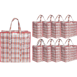 Josephine Osthoff Unisex Heavy-Duty Waterproof Storage Bags, Durable & Versatile, With Zipper for Moving & Shopping, 75L Capacity, Up to 20 kg Load, Black, Pack of 9 (9 Pieces Red)
