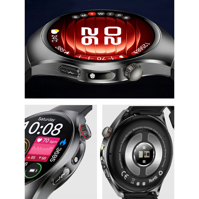 Смарт-годинник Lazird ZEGAREK з функціями ЕКГ, тонометром та глюкометром, чорний