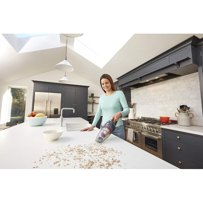Акумуляторний пилосос BLACK+DECKER BHHV315B-QW Lithium Dustbuster з циклонною технологією та щілинною насадкою, безмішковий, білий/синій