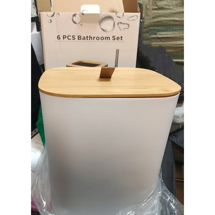 Комплект аксесуарів для ванної кімнати квадратний, 6 предметів, білий 49811