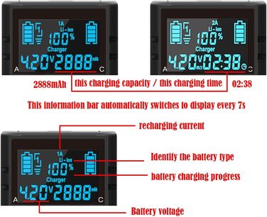 Зарядний пристрій LCD для акумуляторів AA, AAA, 18650, 26650, 21700, RCR123A, NI-MH/NI-Cd, 3.7V/1.2V, 2A, з дисплеєм