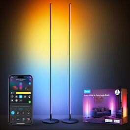 Govee LED-лампа настільна RGBIC з Wi-Fi, диммування, сумісна з Alexa та Google Assistant, 16 мільйонів кольорів, 58 режимів, музичний режим, DIY для ігор та спальні (чорний, 2 шт.)