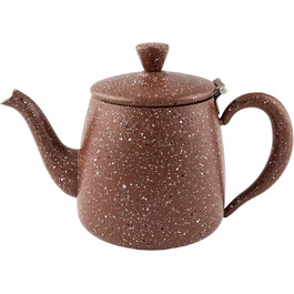 Café Olé PT-048 Cafe Ole Premium Teapot, 18/10 Stainless Steel, 48 Ounces, Drip-Free Pouring, Hollow Handles & Flip-Up Lid, (48oz, Red Granite)