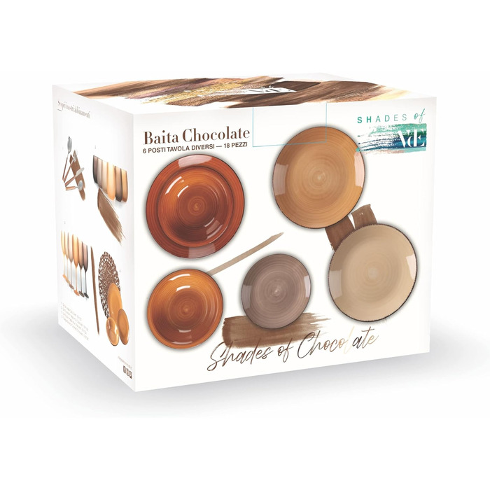 Villa d'Este Home Tivoli Baita: 18-частинний чайний сервіз з шоколадного фарфору, Steingut